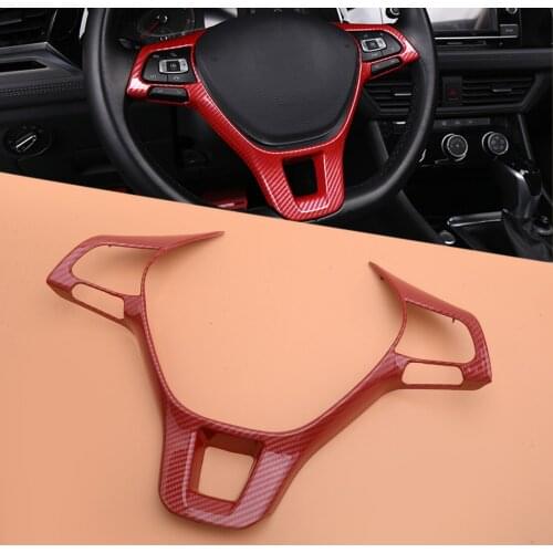 ABS Carbon Fiber Red Steering Wheel Frame Cover Trim Fit for VW Jetta MK7 2019 2020 Car Accessories