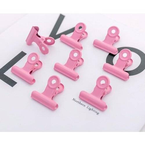 Pink c02 Notebook Album Card Clamp Creative School Student Supply for Simple Children Prize Metal Paper Clip Bookmark