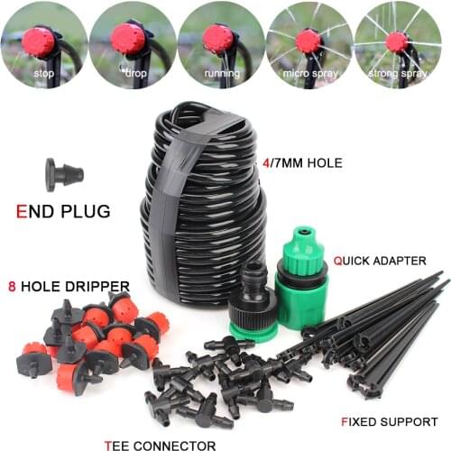 Automatic Watering Micro Drip Irrigation System Misting Watering Kits Garden Hose 10M-20M with Adjustable Drippers Portable