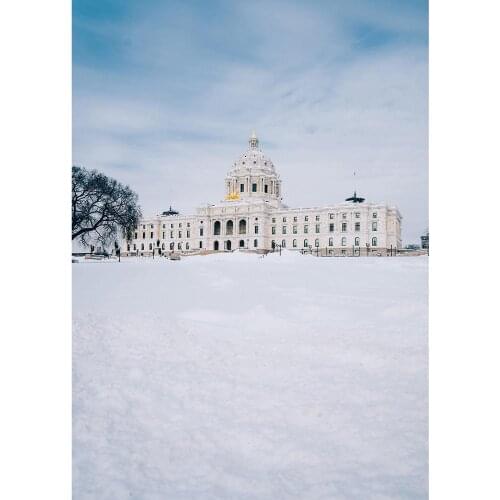 White House Square Snow Photography Backdrops Custom Vinyl Fond Background for Baby Children Portrait Photophone Photo Studio
