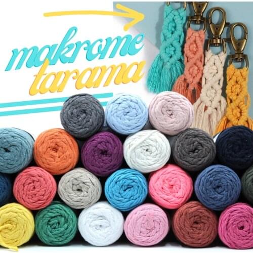 Bükülmüş 3mm pamuk makrome tarama anahtarlık ipi 250 Gram % 100% pamuk kordon renkli örgülü katı çekirdek kordon DIY için