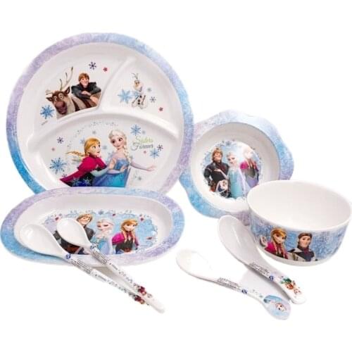 Disney Frozen Princess Elsa Childrens Meal Bowl Water Cup Soup Spoon Baby Bowl Anime Cartoon Auxiliary Feeding Bowl