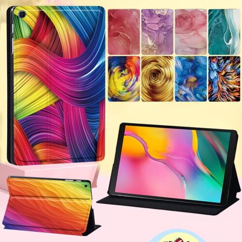 For Samsung Galaxy Tab A 8.0 2019 T290 T295 Tablet Cover Case Watercolor Series Soft Leather Stand Cover Case Tablet Accessories