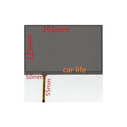 Black 8 inch 4 pin glass touch screen panel 191*123mm Digitizer Lens panel for car DVD player