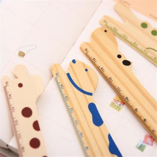 DL Korean stationery log lovely wind cartoon and creative wood ruler