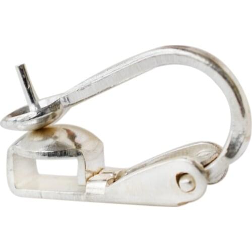 Clip on earring findings,solid 925 sterling silver hinged earclip hook fittings for No pierced ears diy jewelry, 1 pair