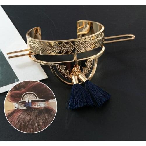 Chinese Hair Cuff Bun Women Tassel Hair Stick Holder Wedding Hair Accessories