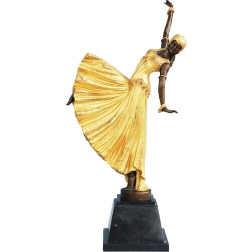 Classical Woman Dance Bronze Statue Vintage Sculpture Art High-end Daily Gift Home Decoration