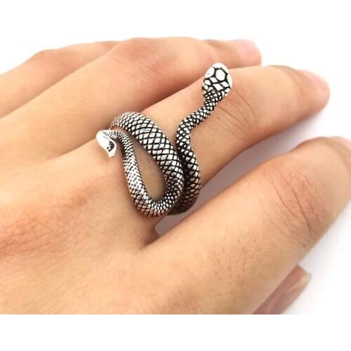 1 Piece European New Retro Punk Exaggerated Spirit Snake Ring Personality Stereoscopic Opening Adjustable Ring Jewelry BH BH