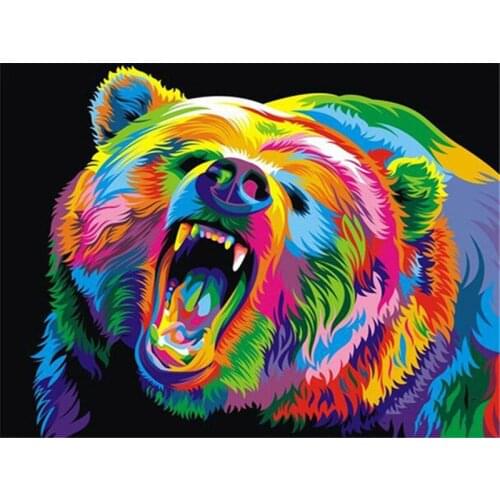 Colorful Animal Modular Pictures Home Decoration Bear Wall Art Canvas # Poster Decor Painting HD Printed Photo