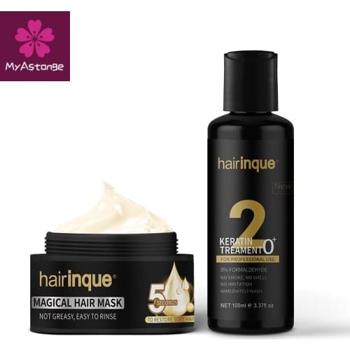 HAIRINQUE Hot selling 100ml 0% keratin treatment 50ml magical hair mask treatment set make smooth & shiny hair care