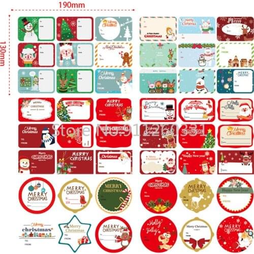 48-144pcs Merry Christmas Name Stickers Adhesive Labels Christmas Tags Holiday Decorative Present Seal Label Cards Gift Wrapping