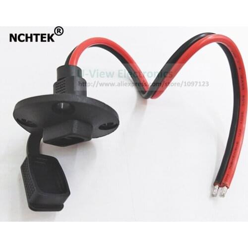 NCHTEK SAE Socket Sidewall Port, SAE Waterproof Quick Connect Panel Mount Cable With Dust Cap 30CM/Free DHL Shipping/100PCS
