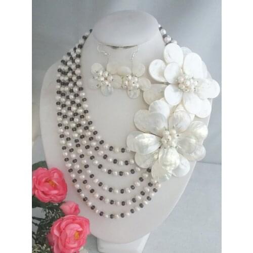 2021-New African Design Wrap Freshwtaer pearl Flower Necklace 20-28"