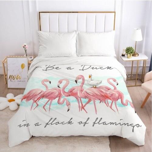 Bedding Duvet Cover Comforter/Quilt/Blanket Case With Zipper Queen King Europe Russia Size 200x200/220*240 Nordic White Flamingo