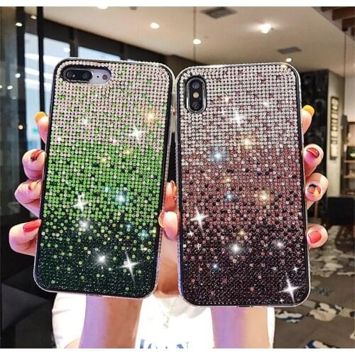 Inlaid Full Bling Crystal Rhinestone Diamond Gradient Color Case Cover For iPhone 12 Mini 11 Pro Max XS Max XR X 8 7 6 6S Plus