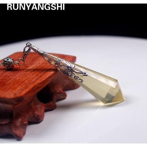 Runyangshi 1pc Natural Citrine stone pendulum mineral jewelry couple decoration holiday gift jewelry