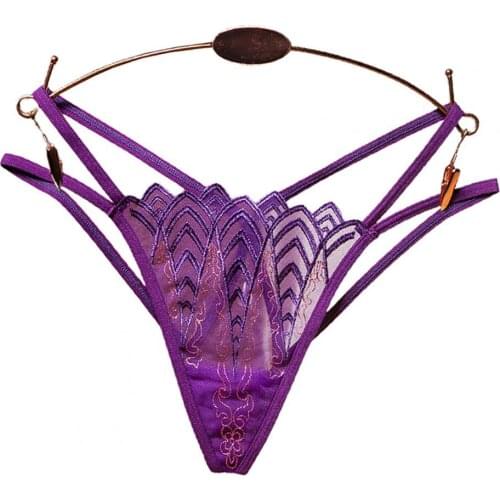 Sexy Mini Briefs Micro Thong Panties Exquisite Embroidery Sexy Erotic Nylon Hollow Lace See-through Thong for Indoor