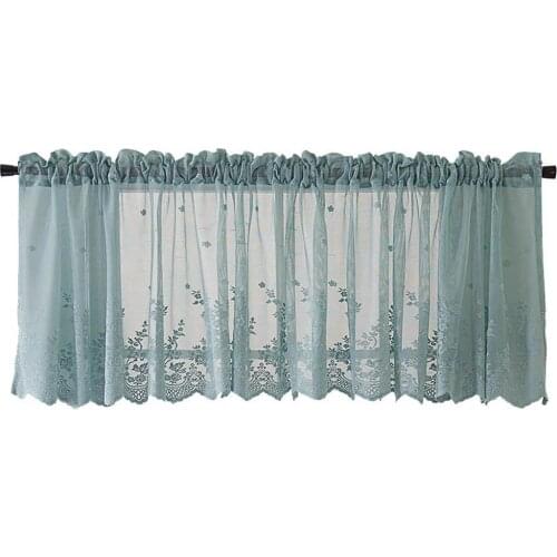 Mesh Lace Flower Window Balcony Short Curtain Kitchen Valance Drape Home Decor
