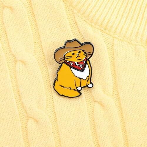 Hawaiian cat wearing scarf Enamel Pin Funny Trendy Hat cat Brooches Shirt Lapel Bag Badge Cartoon Kitten Jewelry Gift for Friend