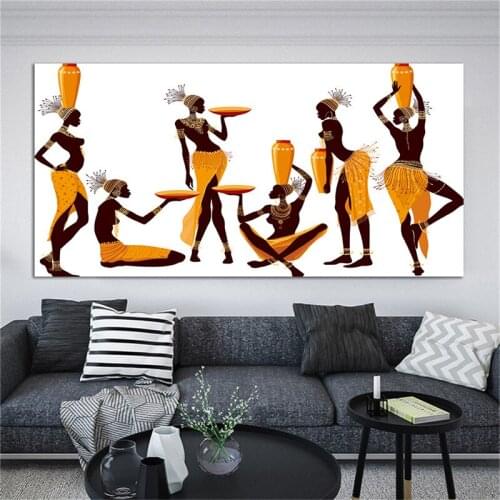 Modern Abstract African Women Canvas Paintings on The Wall Posters and Prints Wall Art Pictures for Living Room Home Decoration