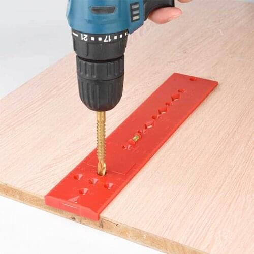Woodworking Drill Punch Localizador De Punzones Locator Jig Guide Bubble Level Ruler Locator Hole Punch Plastic Woodworking Tool