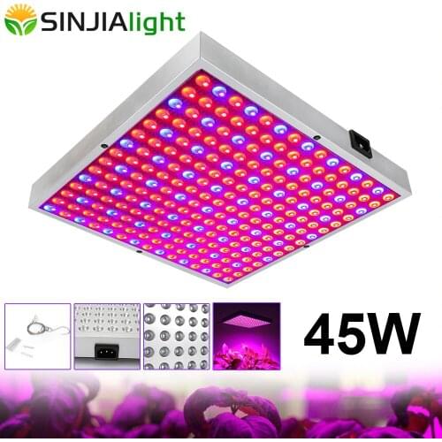 45W LED Grow Light Reflector Cup Growth Lamp 225LEDs Red+Blue Plant Growing Lamp for Hydroponics Vegs Indoor Plants Lighting