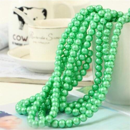 Loose 4mm-10mm Green Color Fake Pearl DIY Hand Craft Round Glass Imitation Pearl Bead Clothing&Garment Nail Art Decoration