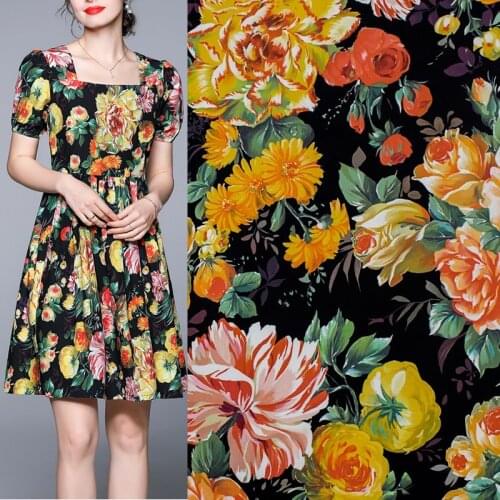 Bright color bright flower pure cotton fabric for dress tissus coton imprimé sewing telas algodon estampadas ткань au mètre DIY