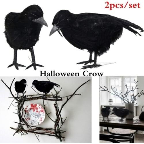 2pcs/set Halloween Crow Fake Bird Toys Ravens Prop Fancy Dress Decoration Props Party Decoration