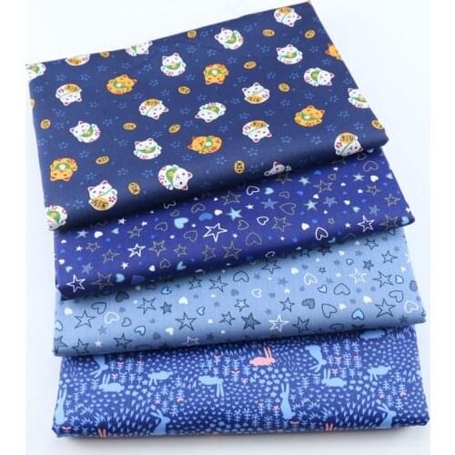 Japanese Fabric Dark Blue Star 100% Cotton Sewing Fabric Handmade Cloth, DIY Textile Tissue Quilting Bed Sheet Baby Child fabric