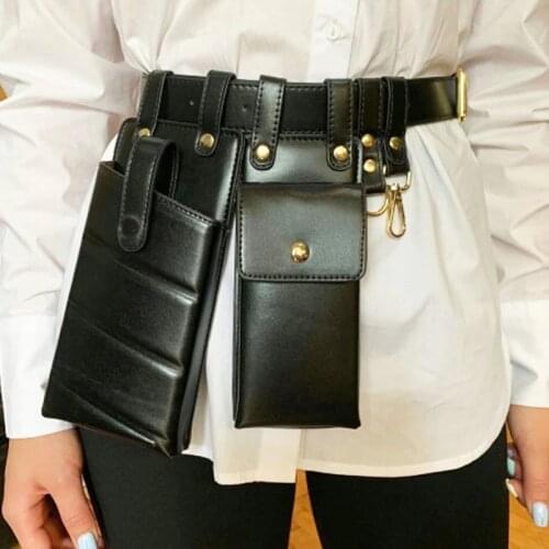 Women Waist Bag Fashion Leather Waist Belt Bag Crossbody Chest Bags Girl Fanny Pack Small Phone Pack Shoulder Strap Packs