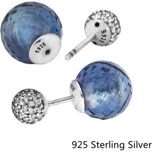 CKK 925 Sterling Silver Shimmering Drops, Midnight Blue Crystals For Women Original Fashion Jewelry Making