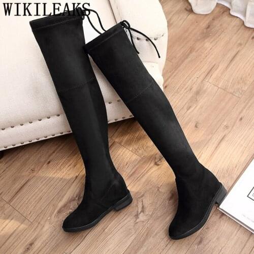 Winter Boots Women Sexy Over The Knee Boots Height Increasing Black Boots Women Elevator Shoes Fashion Female+shoes Botas Mujer