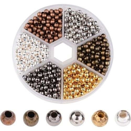 1 Box 4mm Mixed Color Round Iron Loose Spacer Beads Metal Beads for Jewelry Making DIY Findings Hole: 1.5mm 948pcs/box