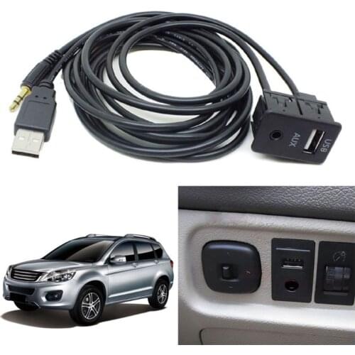 1 Pc 1.5M Car Dash Flush Mount USB Port Panel Auto Boat 3.5mm AUX USB Extension Cable Adapter Vehicle Car Accessories