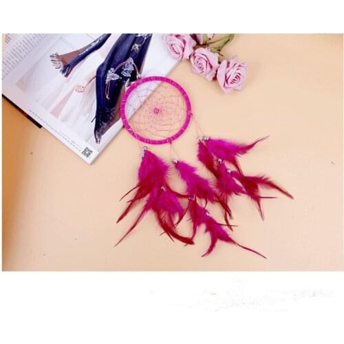 1PC Dream Catcher Pink Girl High Quality Feathers Wind Chimes Hanging Dreamcatcher For Home Wedding Decoration MJ 001