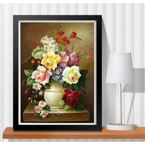 14/16/18/27/28 Needlework,DIY Cross stitch,Sets For Full Embroidery kit,Famous Noble vase rose peony flower Printed Pattern 6th