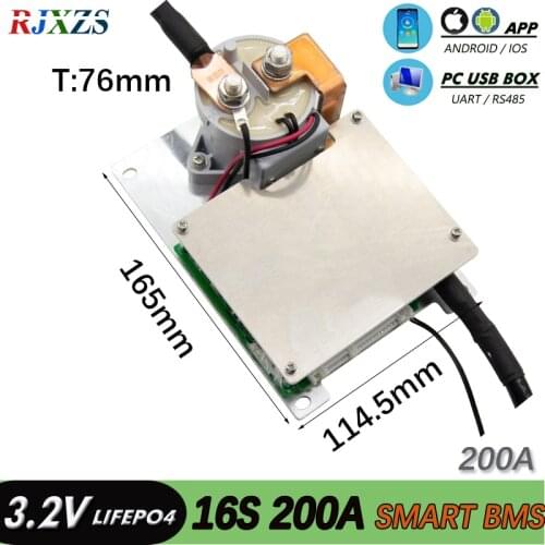 16S 200A New DIY LiFePO4 With Replay Smart BMS Android Bluetooth APP Software Large Current