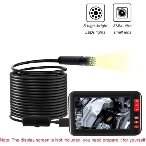 1920*1080 HD Industrial Endoscope Borescope Inspection Camera Built-in 8pcs LEDs 8mm Lens IP67 Waterproof USB Endoscope