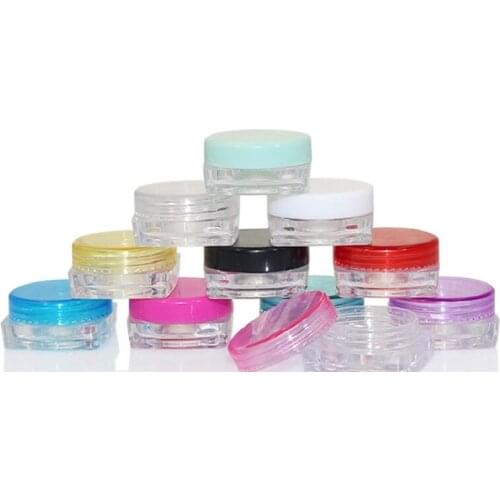 2g Clear Plastic Container Jar 2G Square Plastic Box Cream Refillable Bottles Small Plastic Cosmetic Containers 100pcs/Lot
