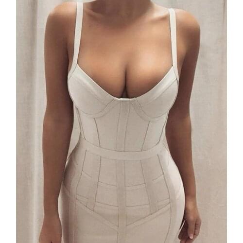 3 Colors Women Summer Ladies Sexy Sleeveless Beige Blue Yellow Mini Bodycon Bandage Dress 2021 Elegant Evening Party Club Dress