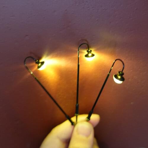 3PCS HO Scale Model Railway Lamppost LED Park Lanterns Street Lamp/Model Classic goose-neck Park Lamp Post/Train/Railroad layout