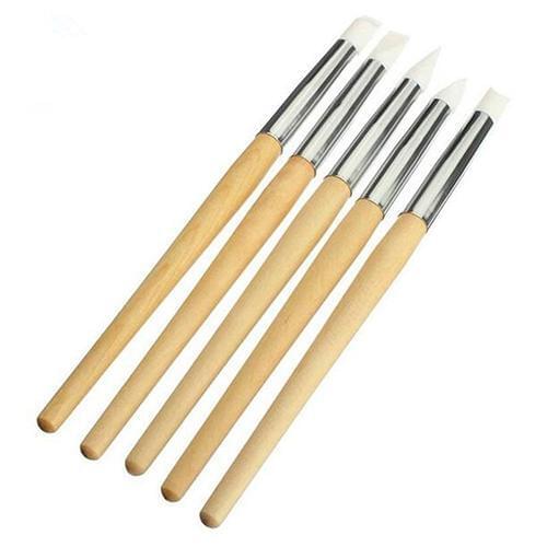 5Pcs Nail Art Tool Silicone Dotting Carving Emboss Craft Manicure Pen Brushes for Carving Craft Polish Manicure Tool