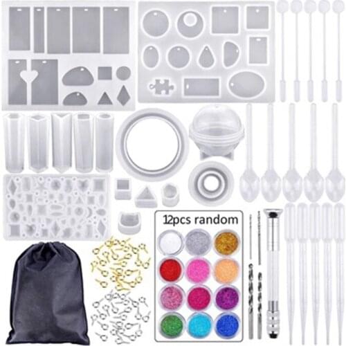 94 Pcs Transparent Epoxy Resin Casting Molds Kit Silicone Mold UV Tool For Pendant Earring Keychain Jewelry Making DIY-ABUX