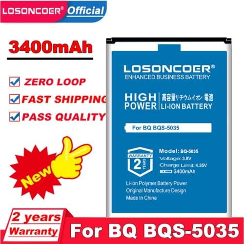 LOSONCOER 3400mAh BQ-5035 Battery For BQ BQS-5035/BQ-5035 Mobile phone battery +Tracking Number