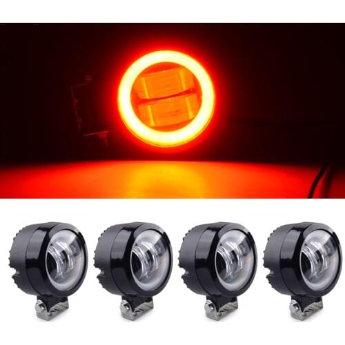 4Pcs 3" 20W Car Round LED Work Light Bar Spot Pods Driving Fog Angel Eye Halo Ring Lamp Off-Road ATV SUV 4WD 30000H 6000K