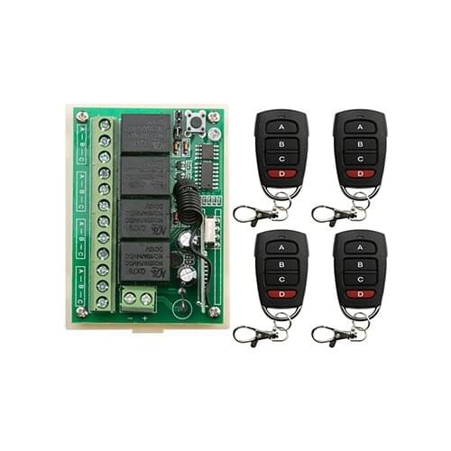 DC12V 4CH RF Wireless Remote Control System teleswitch transmitter + receiver universal gate remote control /radio receiver