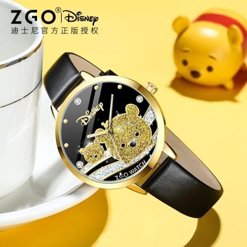 Disney Official Winnie The Pooh Bee Rotatable Kids Quartz Watches Fashion Waterproof Child Girls Female Reloj Mujer Gift Clock