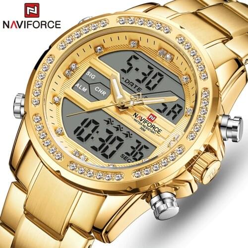 New Mens Watches NAVIFORCE Top Luxury Brand Waterproof Sports Watch Men Chronograph Gold Quartz Wristwatches Relogio Masculino